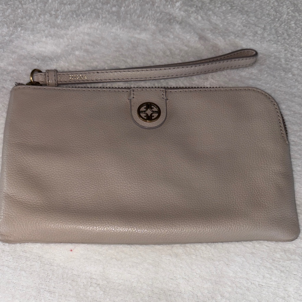 Fossil Taupe Leather Wristlet